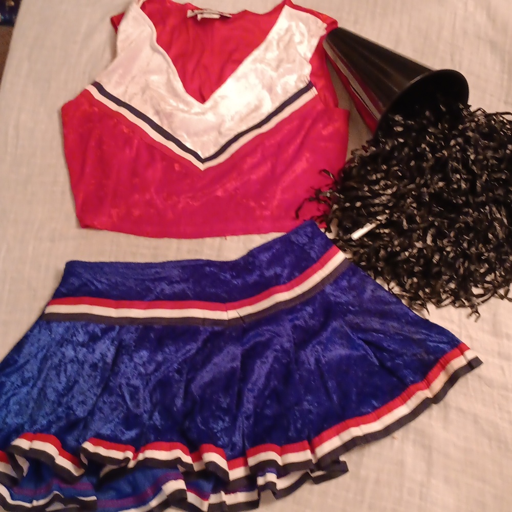 Charades Brand Cheerleader Costume Size Large Color Red, White, and Blue
